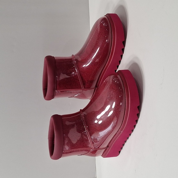 Koolaburra by UGG NEW Pink Clear Y2K Coquette Waterproof Mini Boots Size 6 - Picture 1 of 15